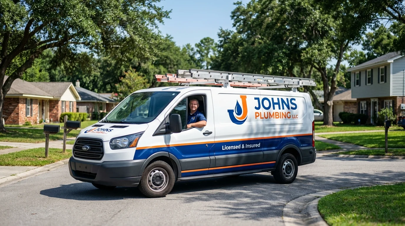 Johns Plumbing LLC service van in Borrego Springs, CA