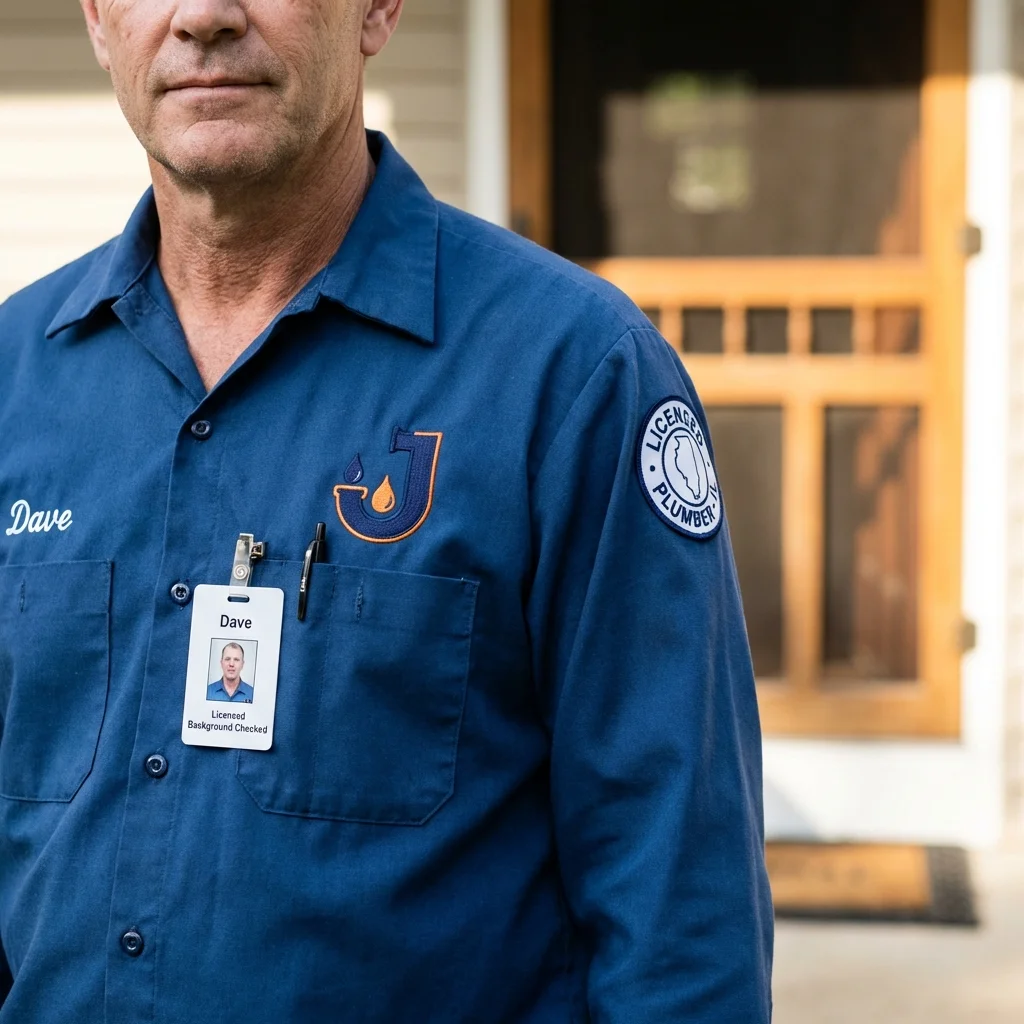 Licensed plumber showing ID badge in Borrego Springs, CA