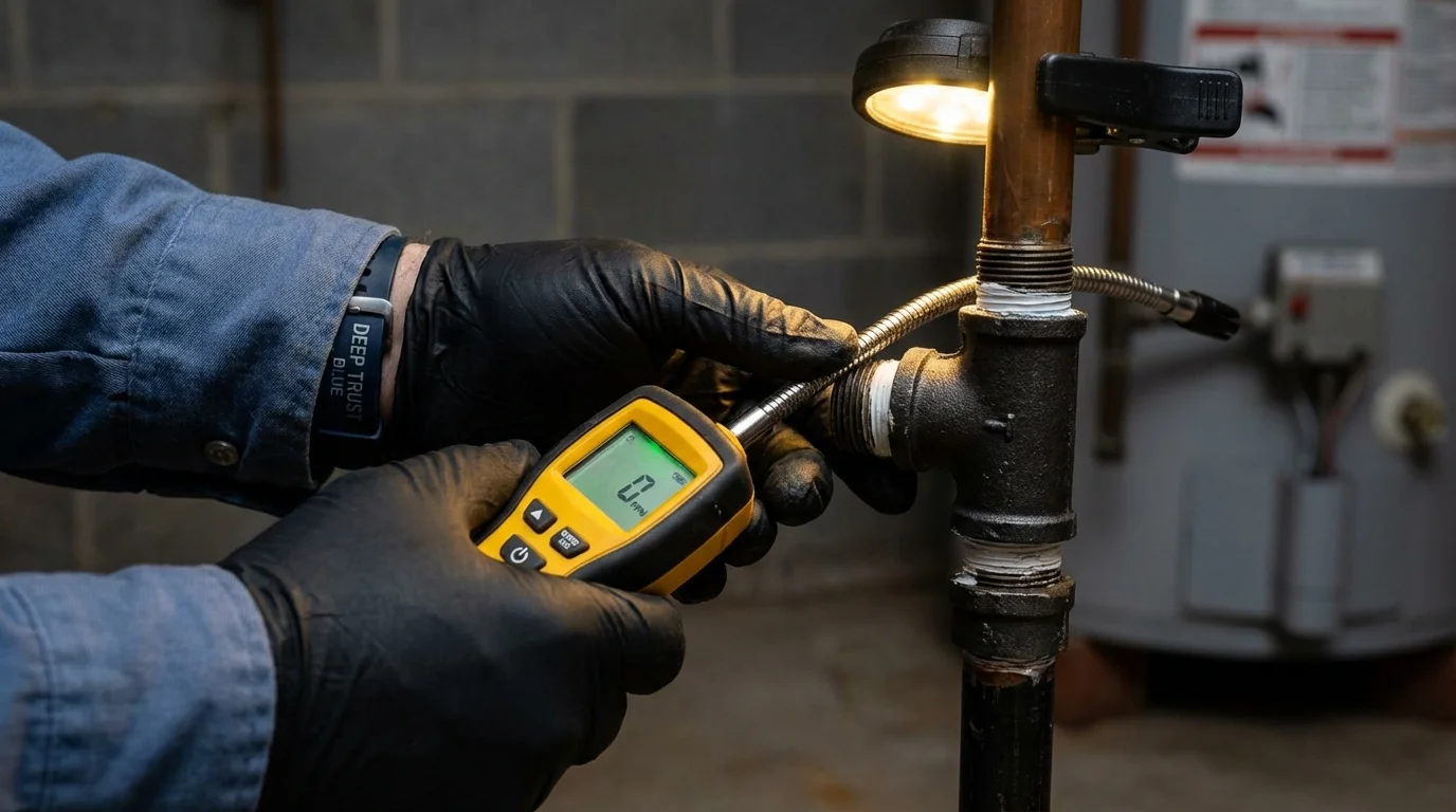 Gas leak detection with electronic sniffer by Johns Plumbing LLC in Borrego Springs