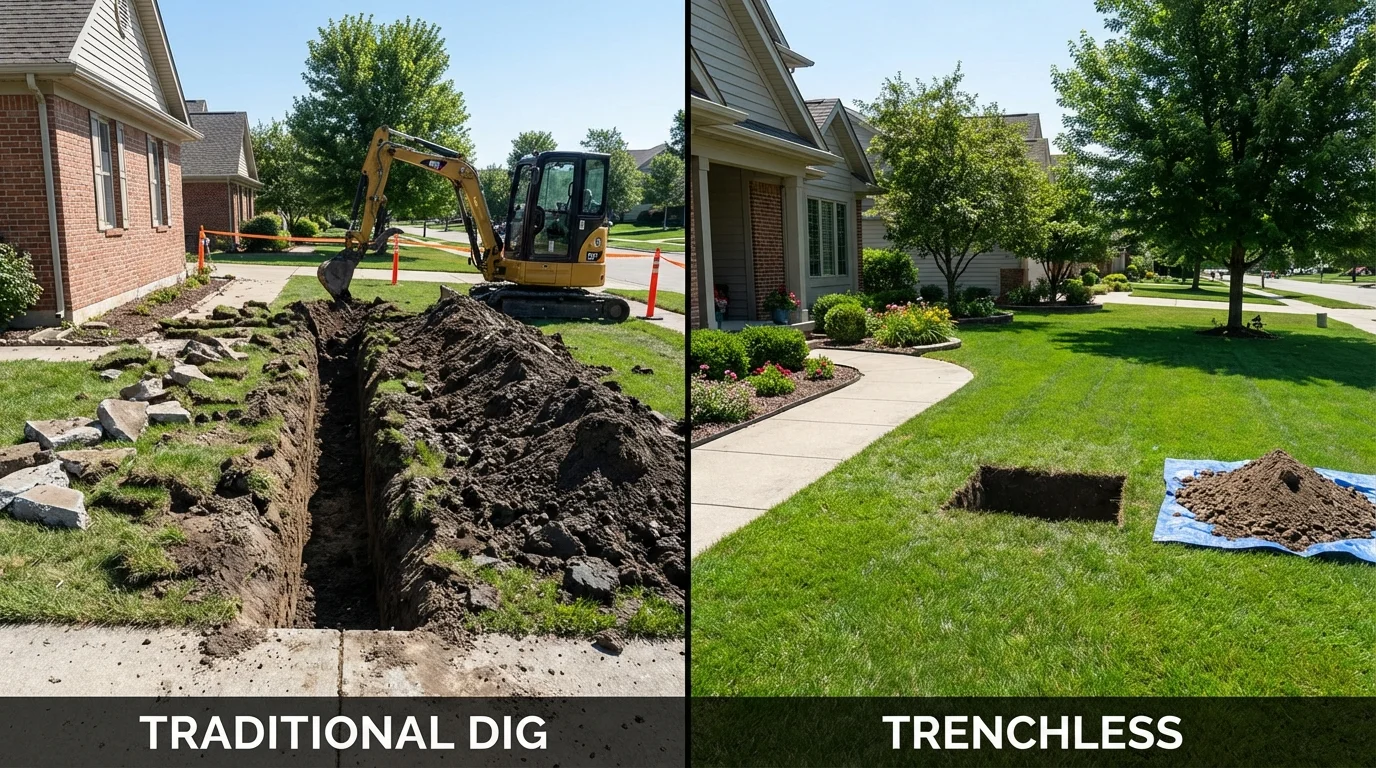 Trenchless sewer repair with minimal yard damage versus traditional excavation in Borrego Springs, CA